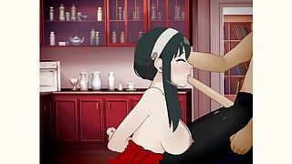 Yor Forger facefucked in his lap as she devours his cock – SDT