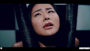 Hot Japanese chick got destroyed by alien monsters and explodes with cum