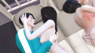 Korean Foursome Orgy – Squid Game Themed Sex Scene – 3d Hentai Part 2
