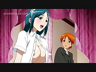 Anime tit job in close-up with busty excited teeny